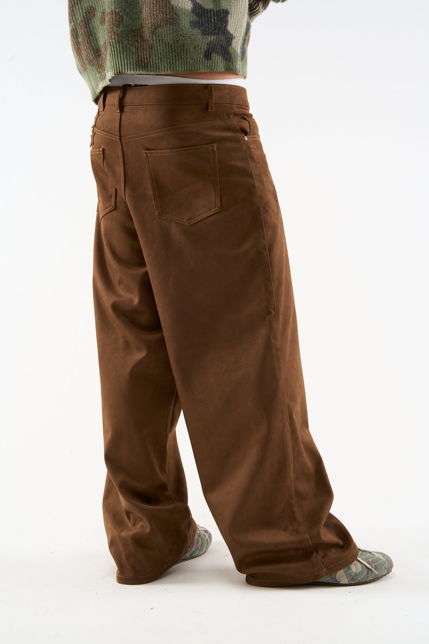 Suede Dark Brown Jumbo Pants