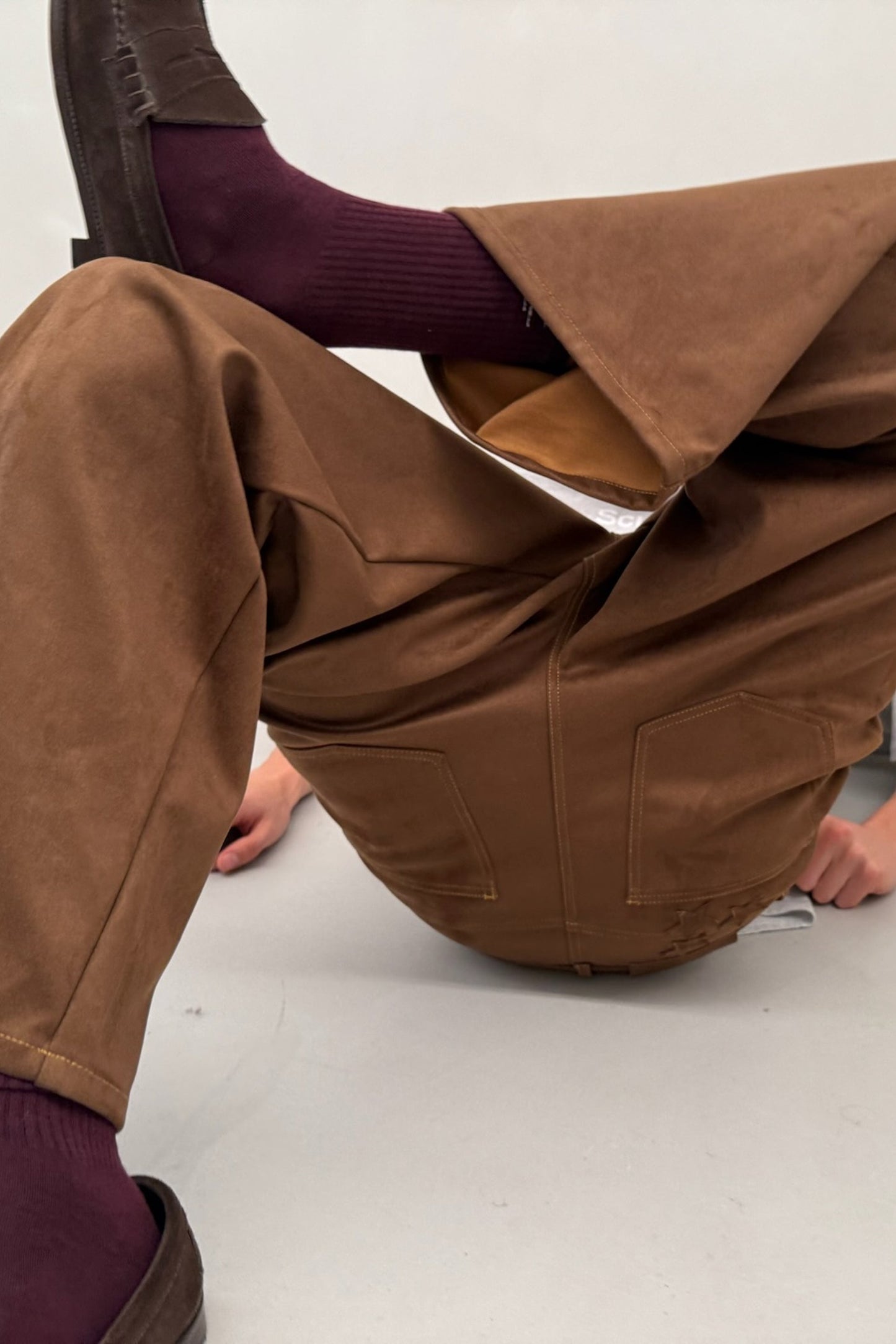 Suede Dark Brown Jumbo Pants