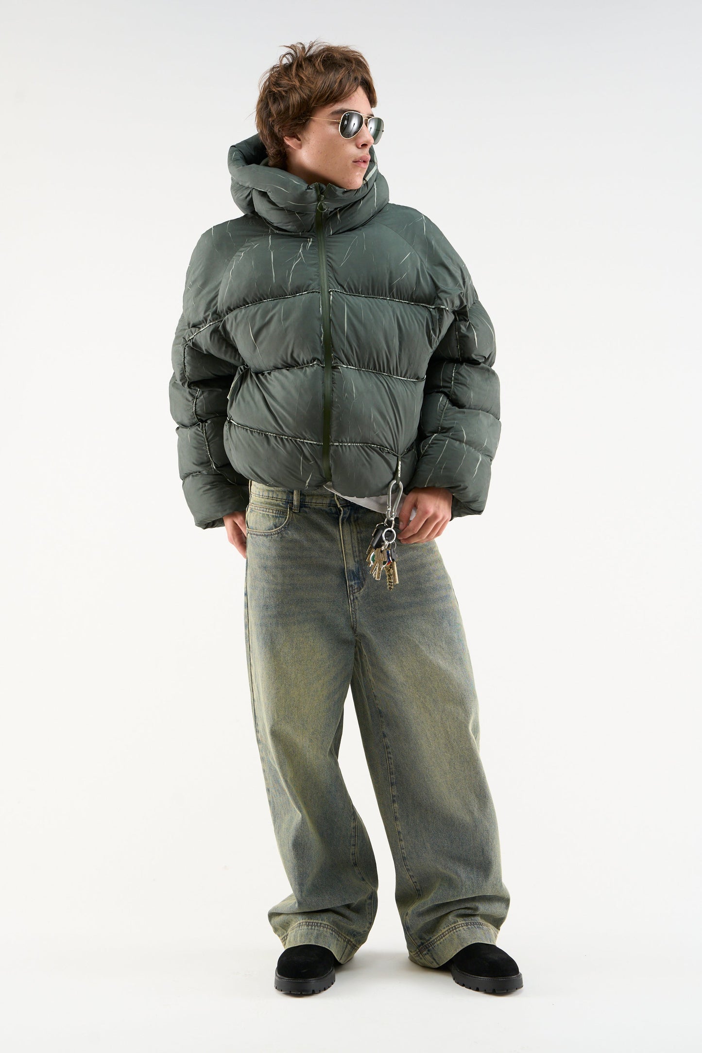 Marble Green Puffer Jacket