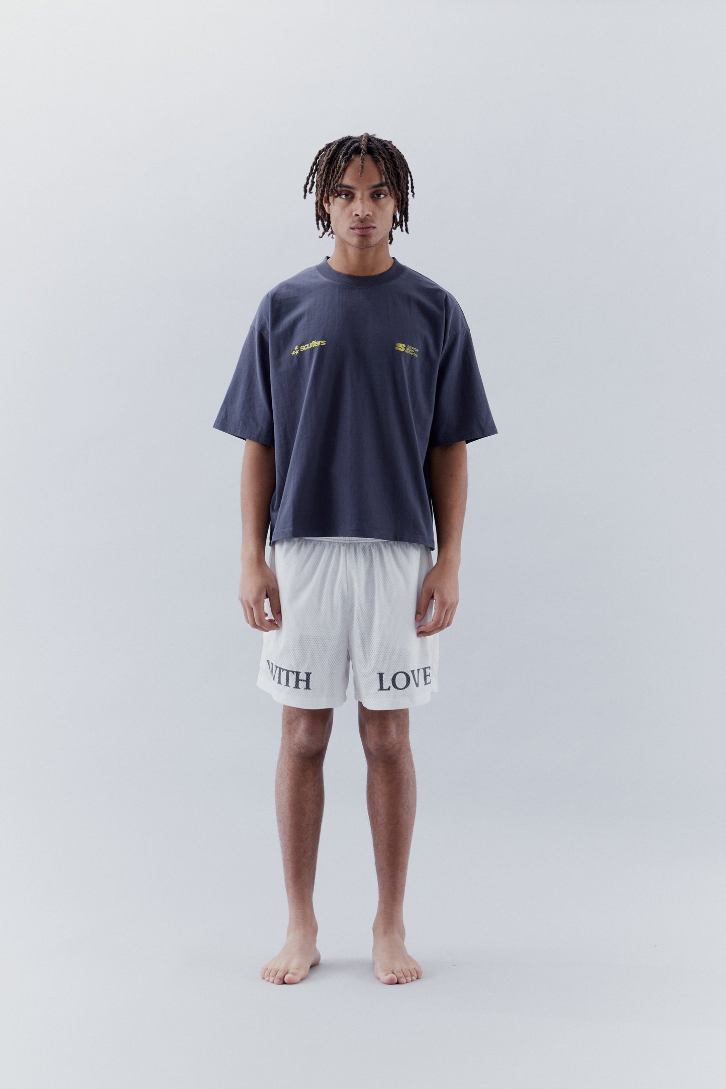 With Love Mesh White Shorts