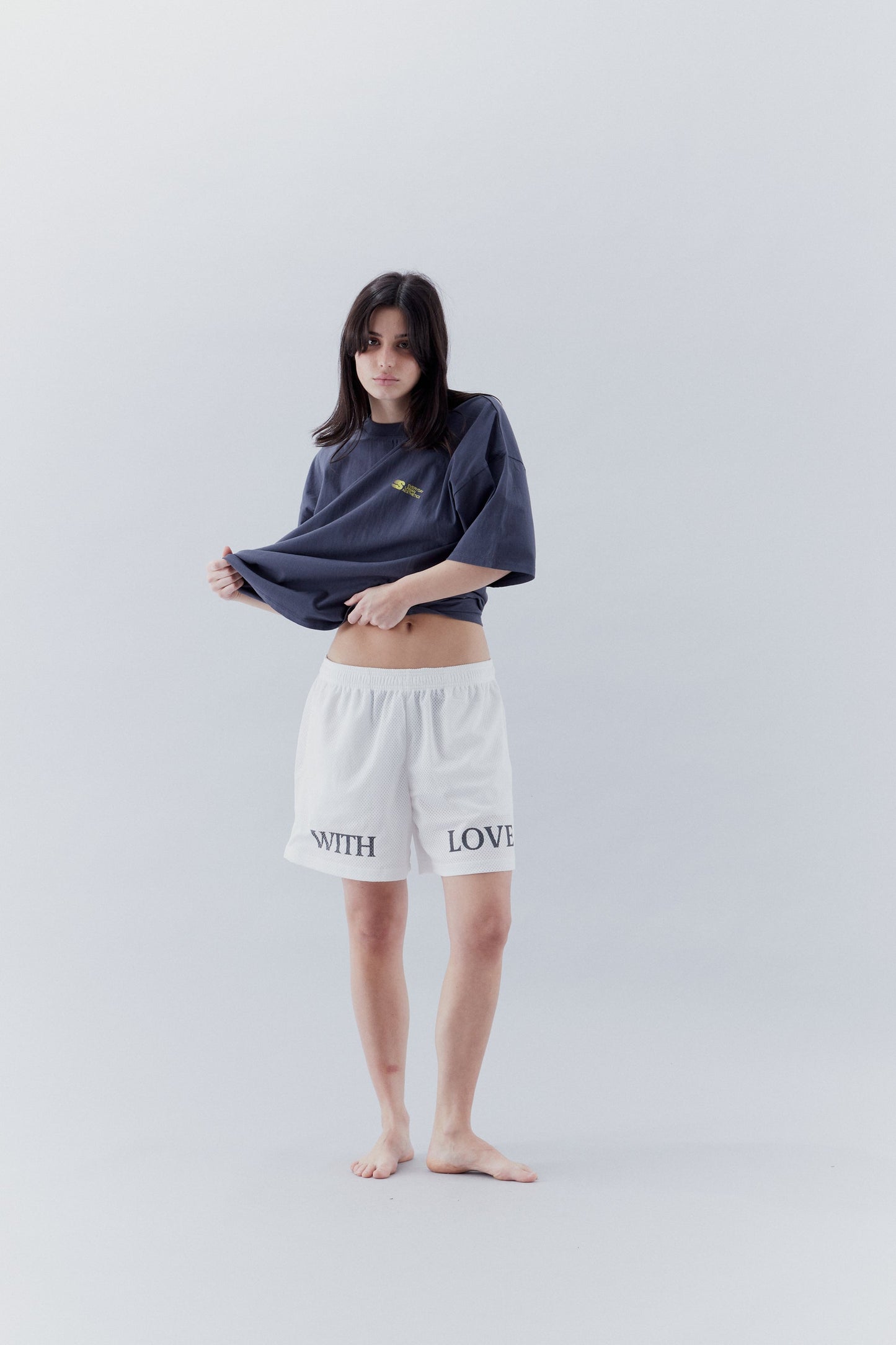 With Love Mesh White Shorts