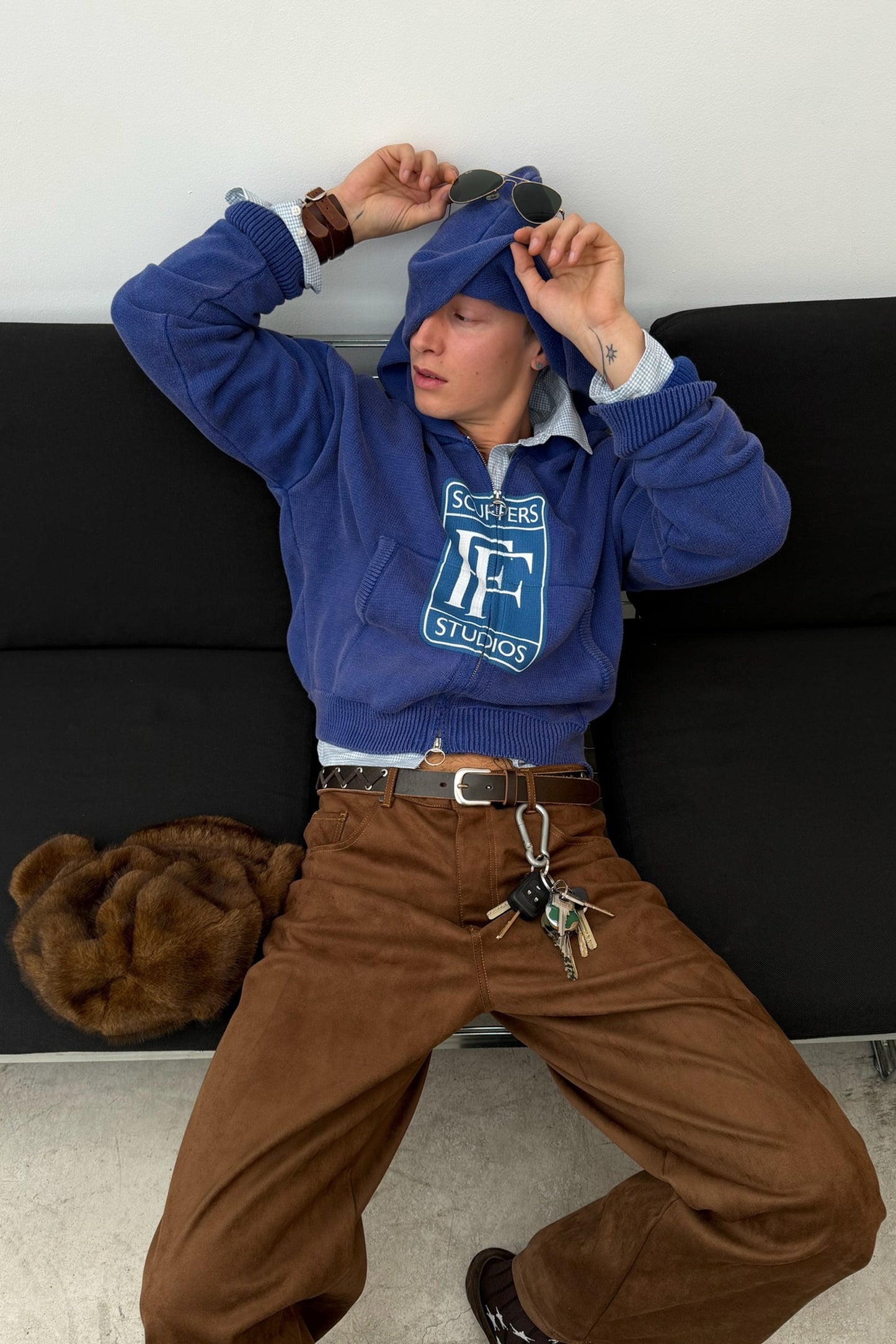 Rolly Blue Knit Zipper