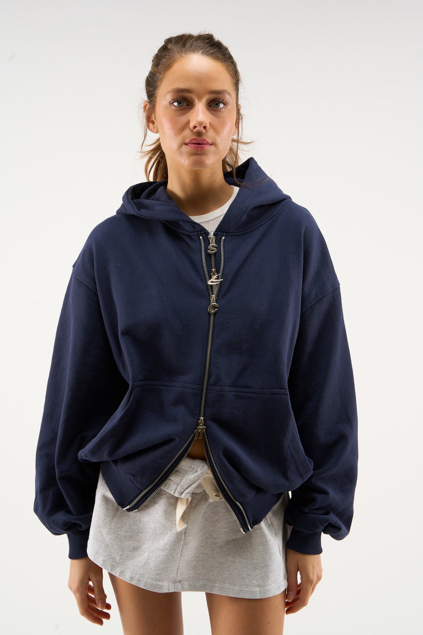 Steel Navy Zipper