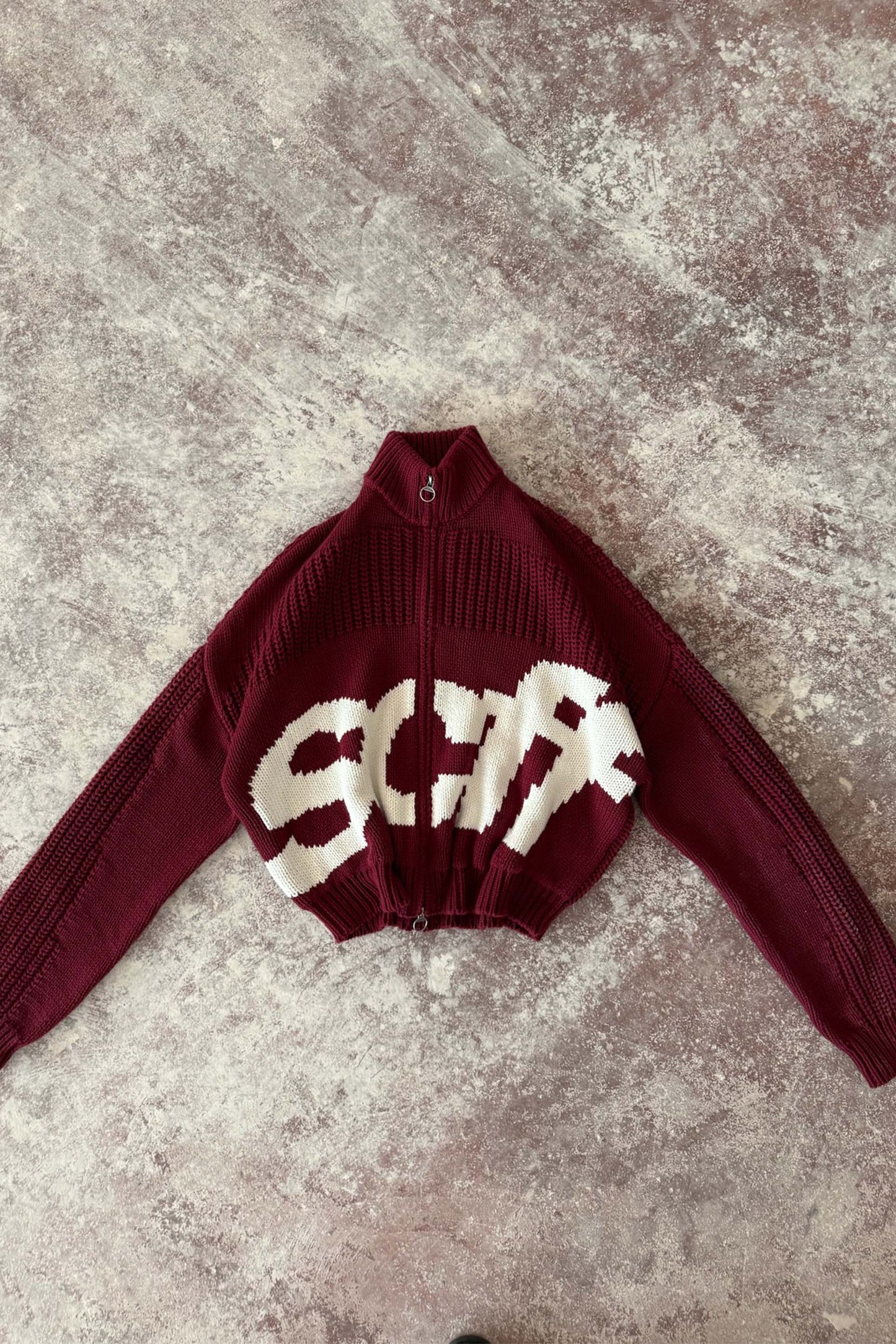 Scff Red Knit Zipper