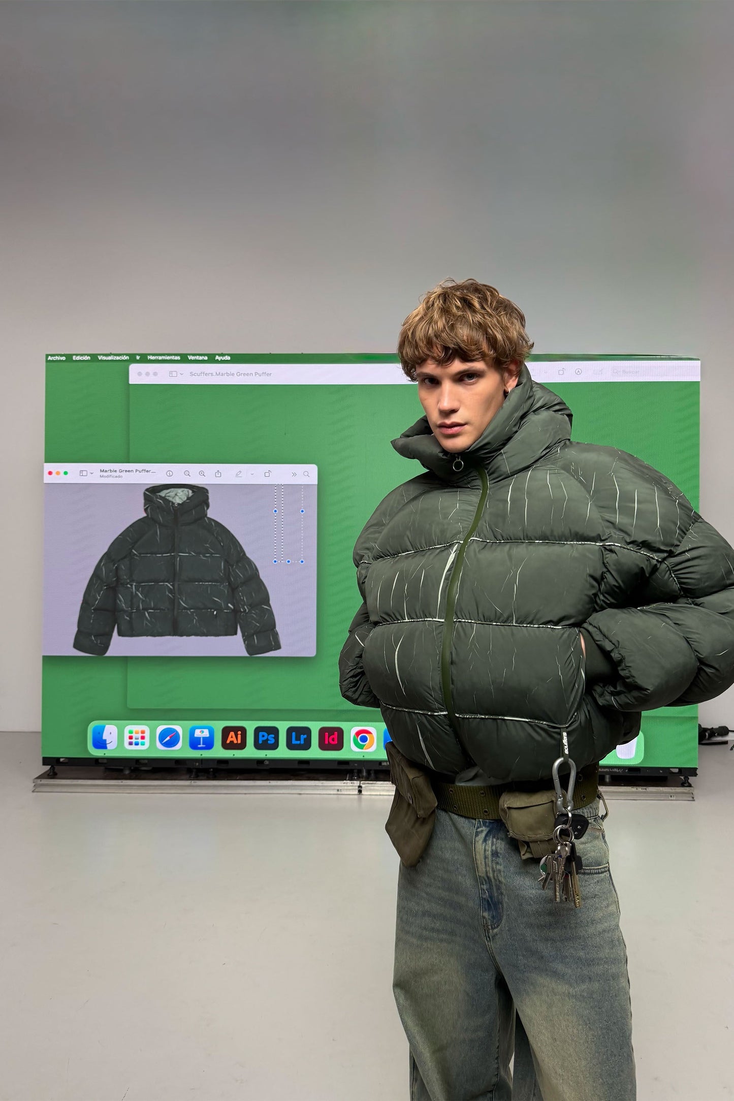 Marble Green Puffer Jacket