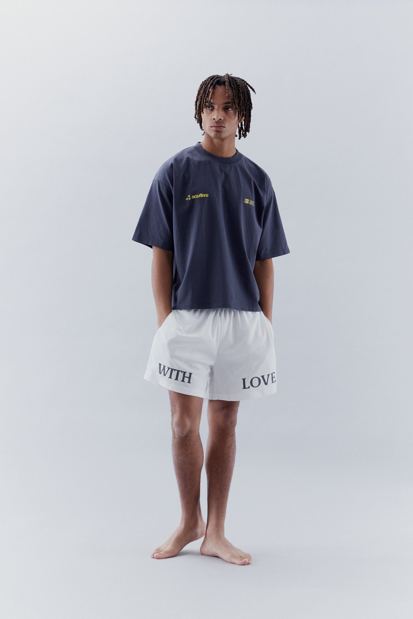 With Love Mesh White Shorts