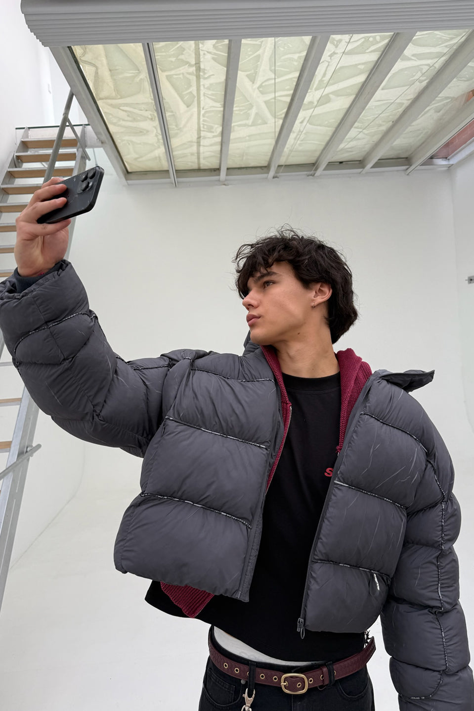 Marble Dark Grey Puffer Jacket