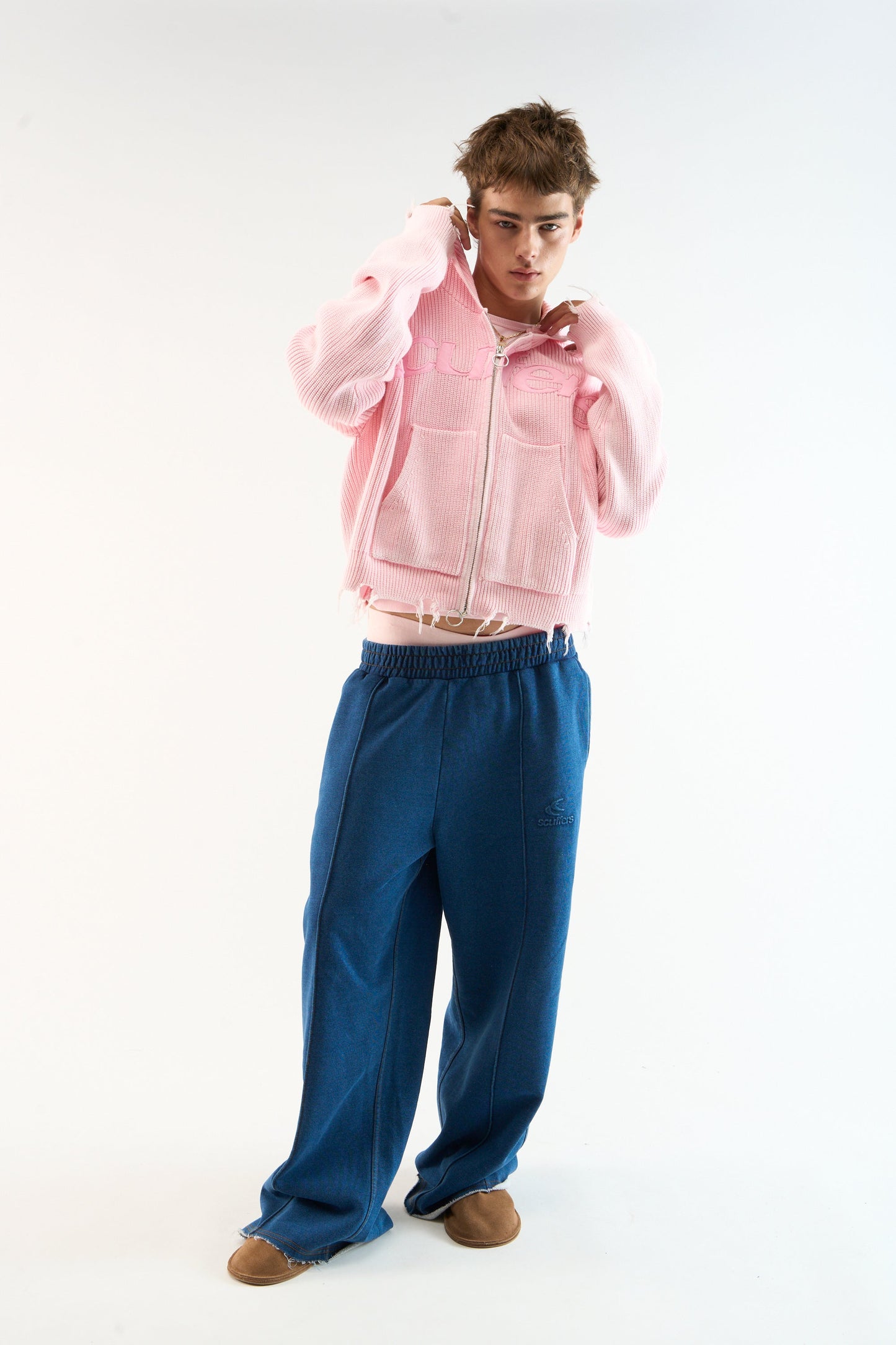 New Light Pink Buzz Knit Zipper